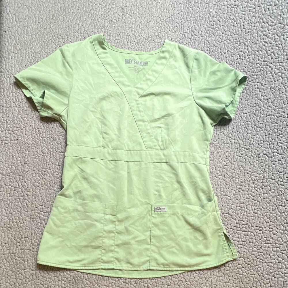 Grey's Anatomy by Barco Women's Scrub Top S Green Solid Cotton MPN 4876